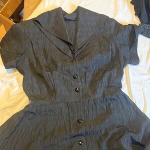 Authentic Vintage Black Button-Up circle Dress